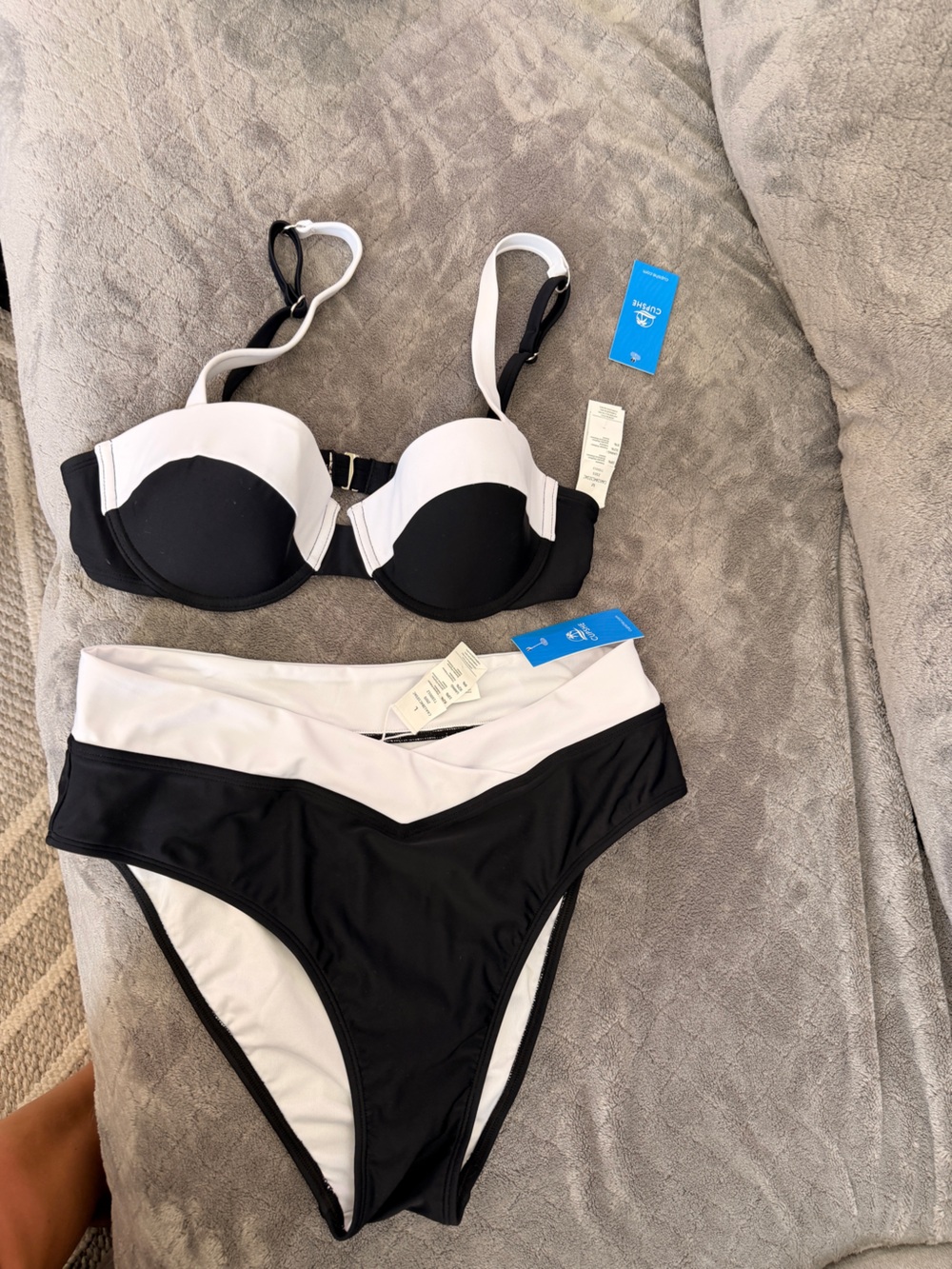 Cupshe Black and White Two-Piece Bikini Set